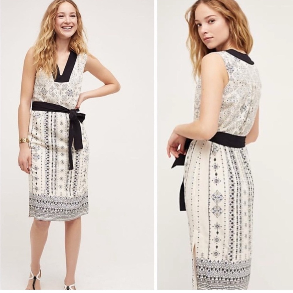 Anthropologie HD In Paris White Shift Dress with Pockets